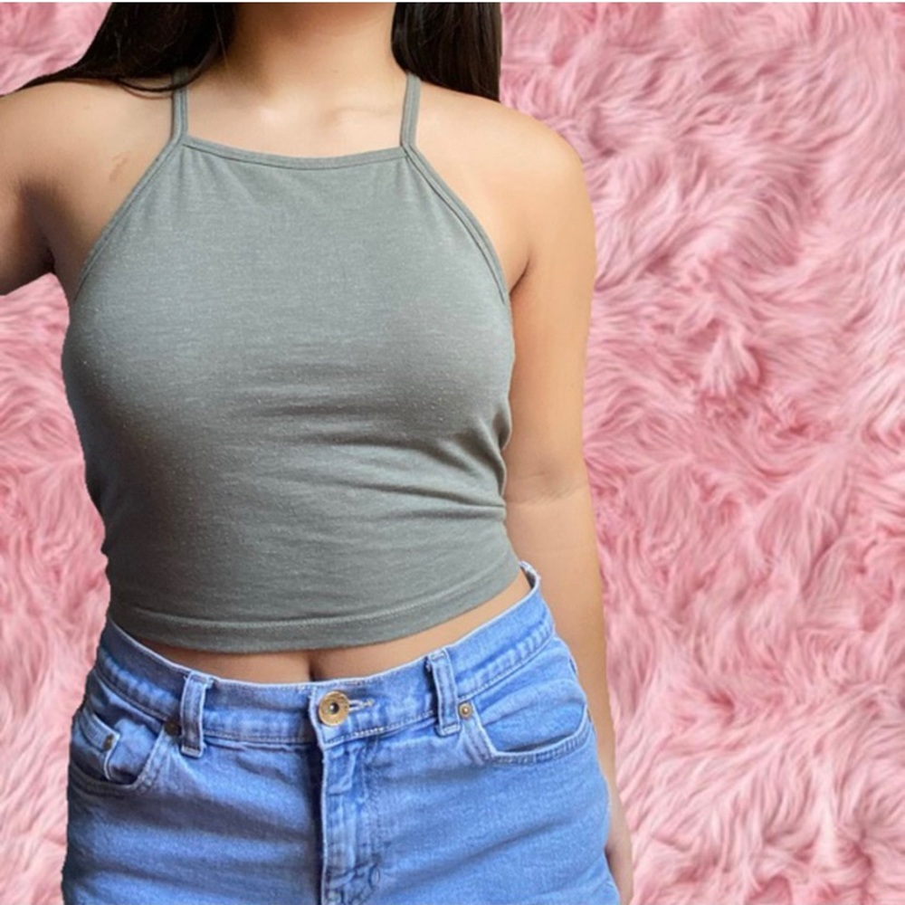 Green Halter Crop-Top